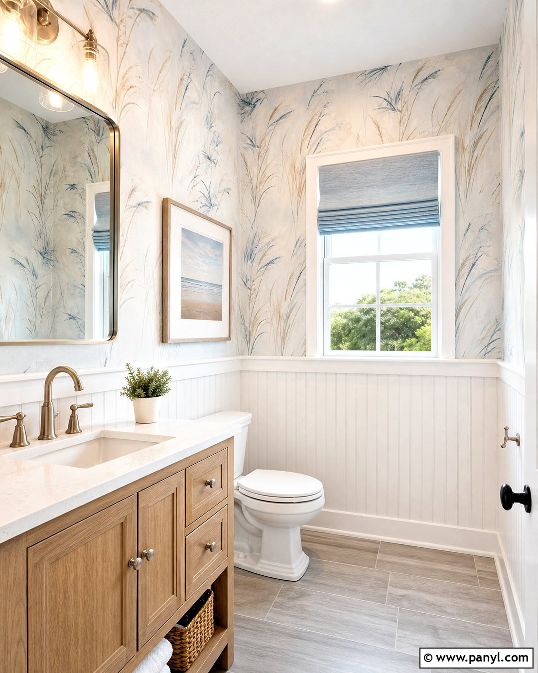White Beadboard With Coastal Wallpaper - 20 wainscoting with wallpaper ideas