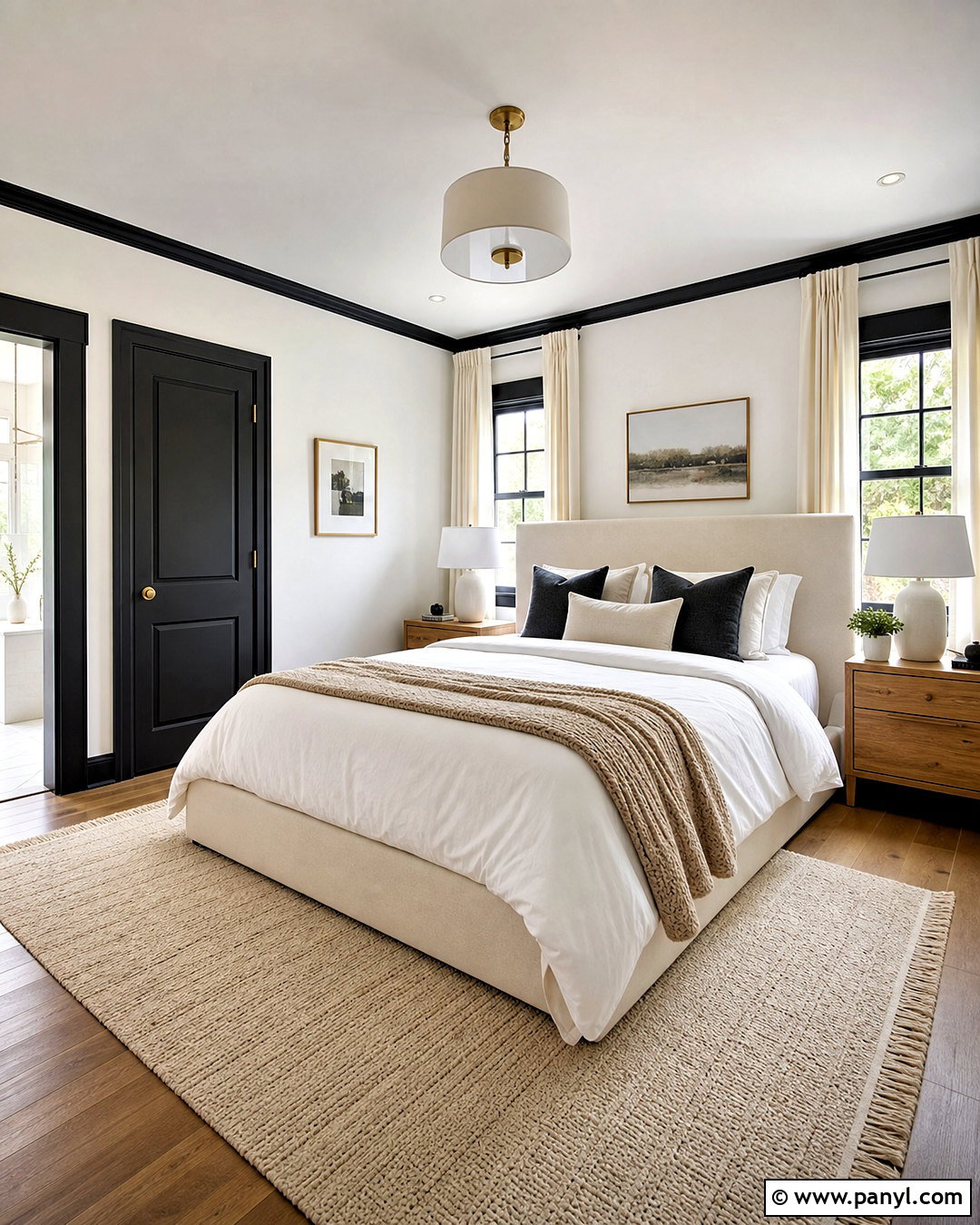 White Bedroom With Black Door Trim - 20 white room black trim ideas