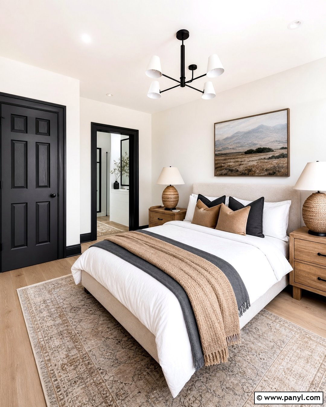 White Bedroom With Black Door Trim - 25 White Wall With Black Trim Ideas