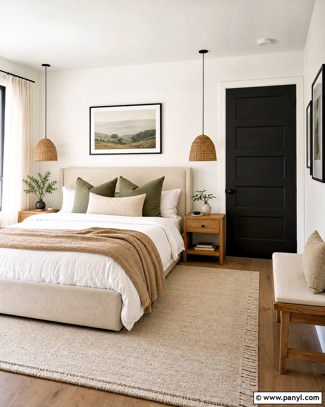 White Bedroom With Black Door - 20 white walls with black doors
