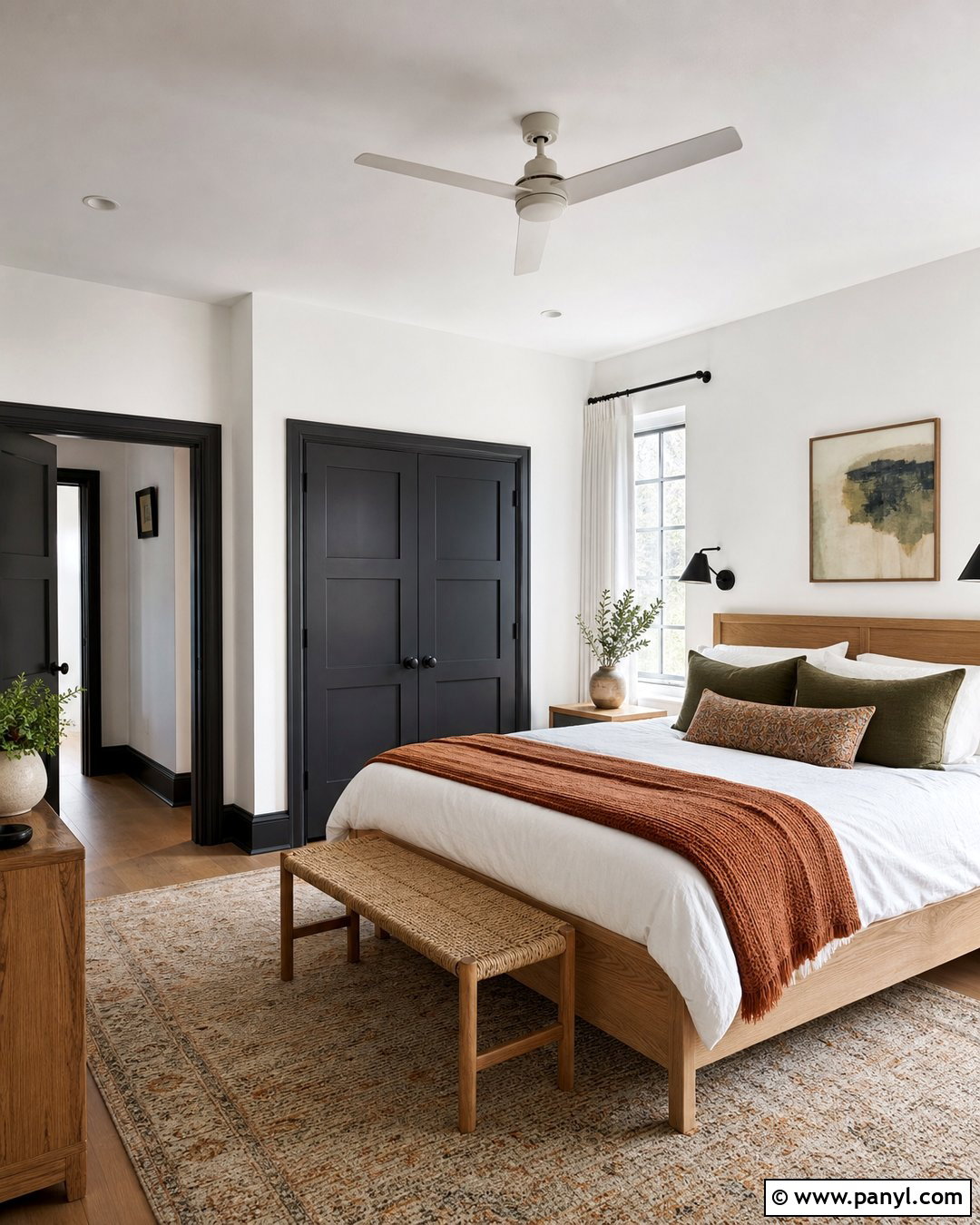 White Bedroom With Charcoal Grey Doors - 30 White Walls Grey Trim Ideas