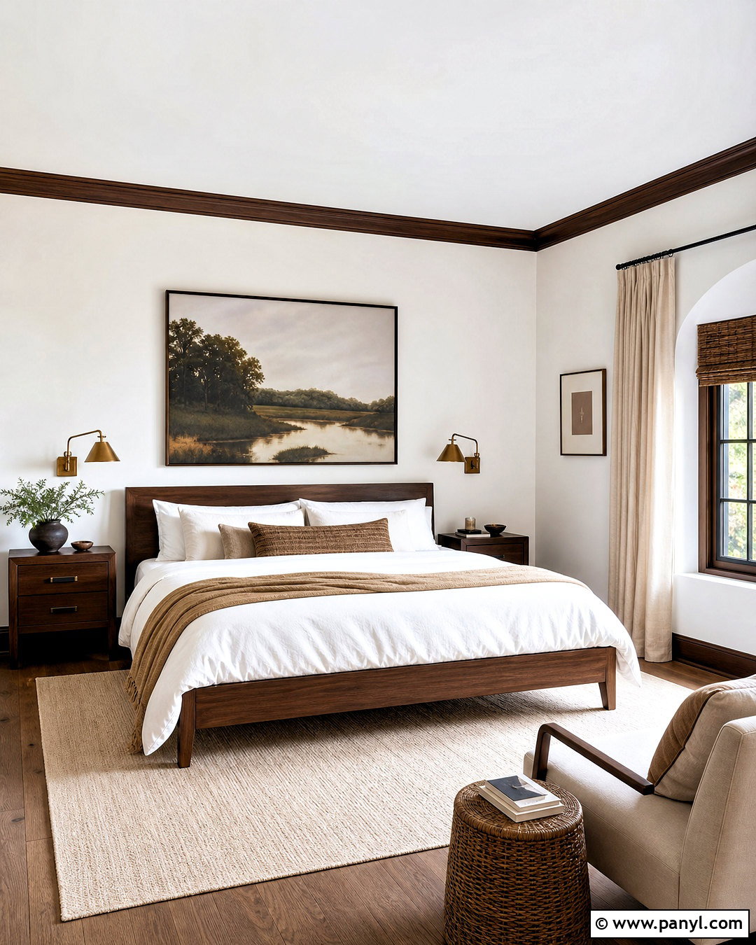 White Bedroom With Dark Wood Trim - 20 white walls with wood trim ideas