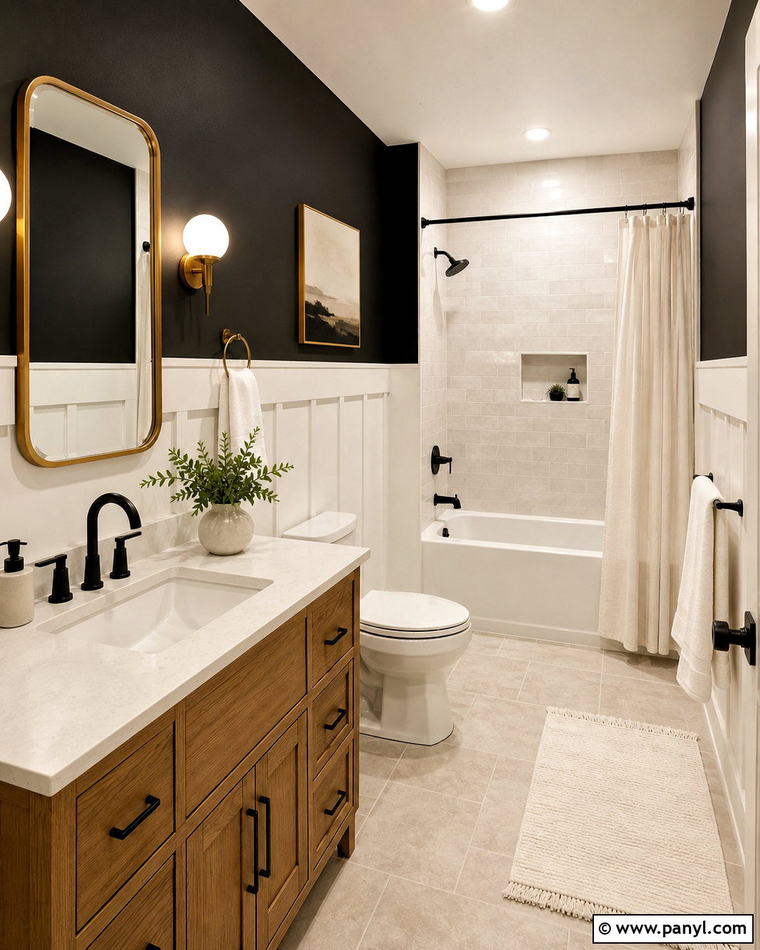 White Board And Batten With Black Bathroom Wall - 20 White Board And Batten With Black Wall Ideas