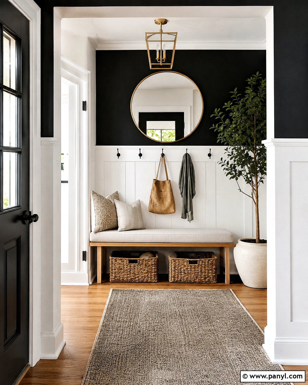 White Board And Batten With Black Entryway Wall - 20 White Board And Batten With Black Wall Ideas