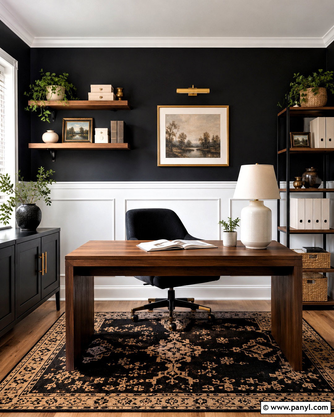 White Board And Batten With Black Home Office Wall - 20 White Board And Batten With Black Wall Ideas