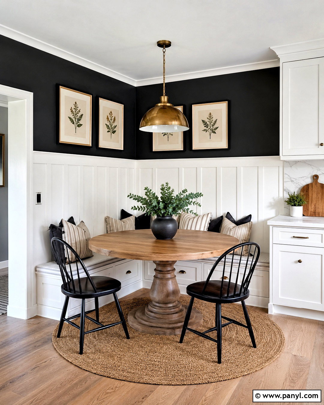 White Board And Batten With Black Kitchen Nook Wall - 20 White Board And Batten With Black Wall Ideas