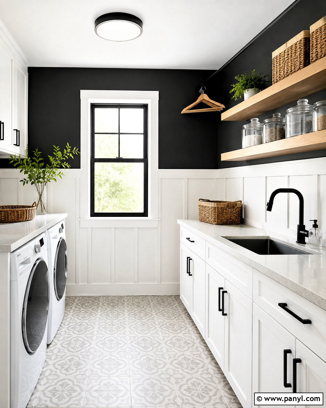 White Board And Batten With Black Laundry Room Wall - 20 White Board And Batten With Black Wall Ideas
