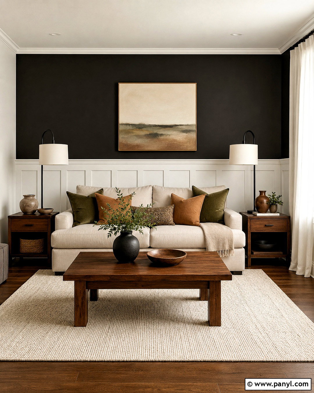 White Board And Batten With Black Living Room Wall - 20 White Board And Batten With Black Wall Ideas