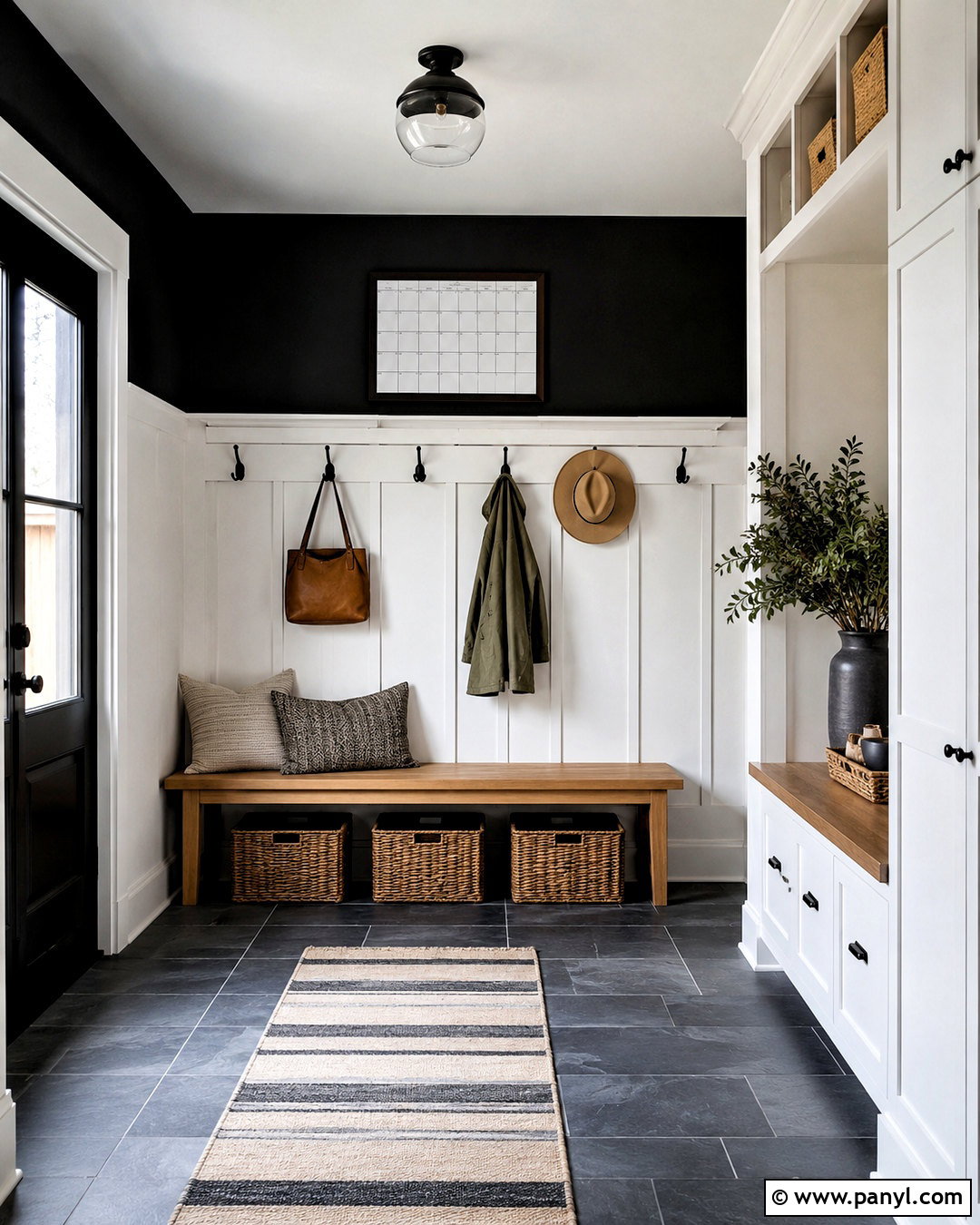 White Board And Batten With Black Mudroom Wall - 20 White Board And Batten With Black Wall Ideas