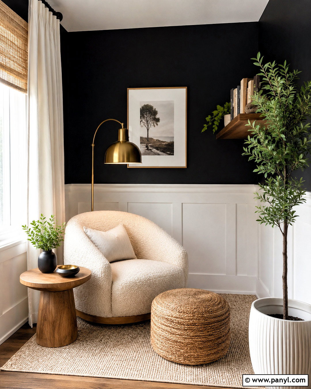 White Board And Batten With Black Reading Nook Wall - 20 White Board And Batten With Black Wall Ideas