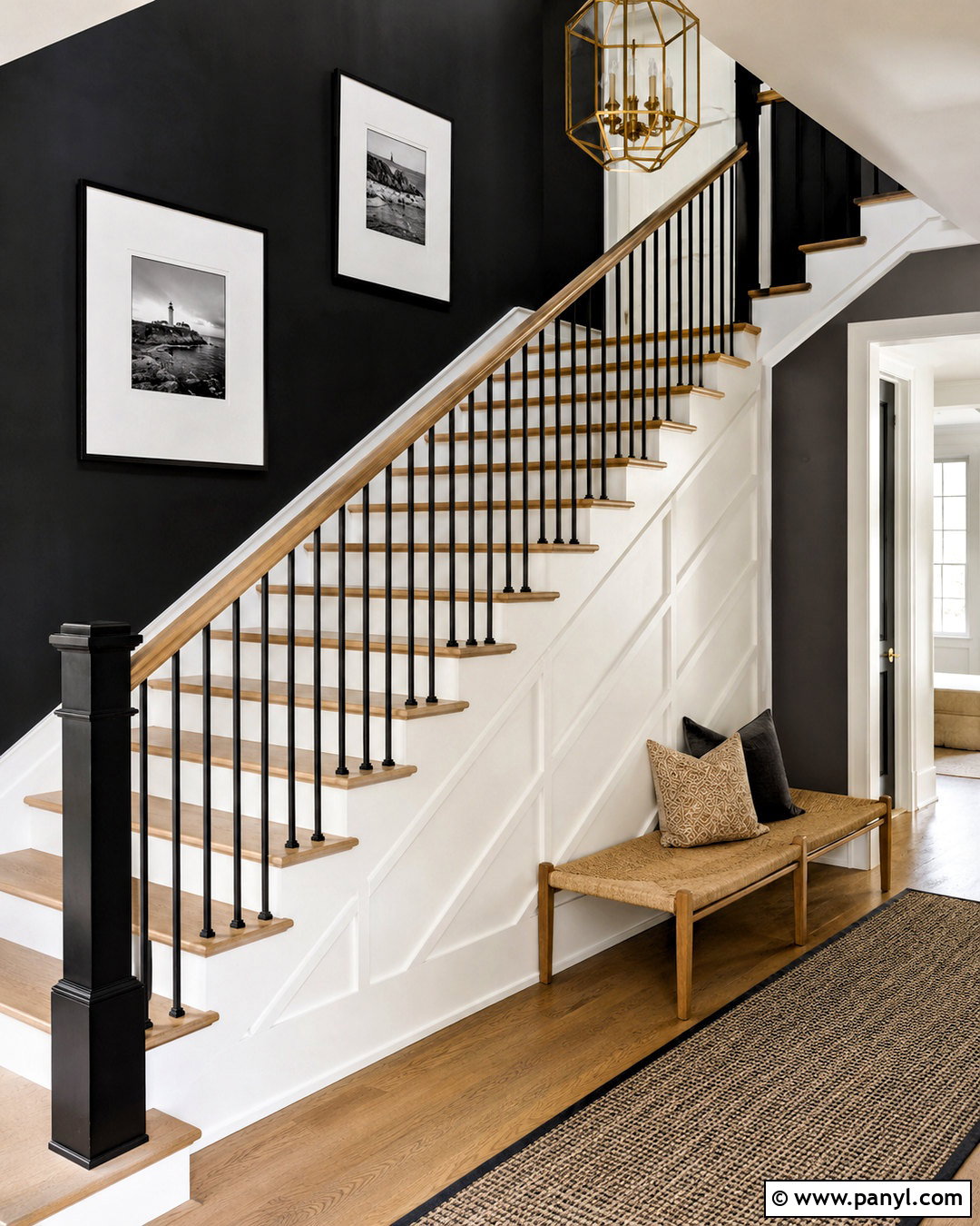 White Board And Batten With Black Staircase Wall - 20 White Board And Batten With Black Wall Ideas