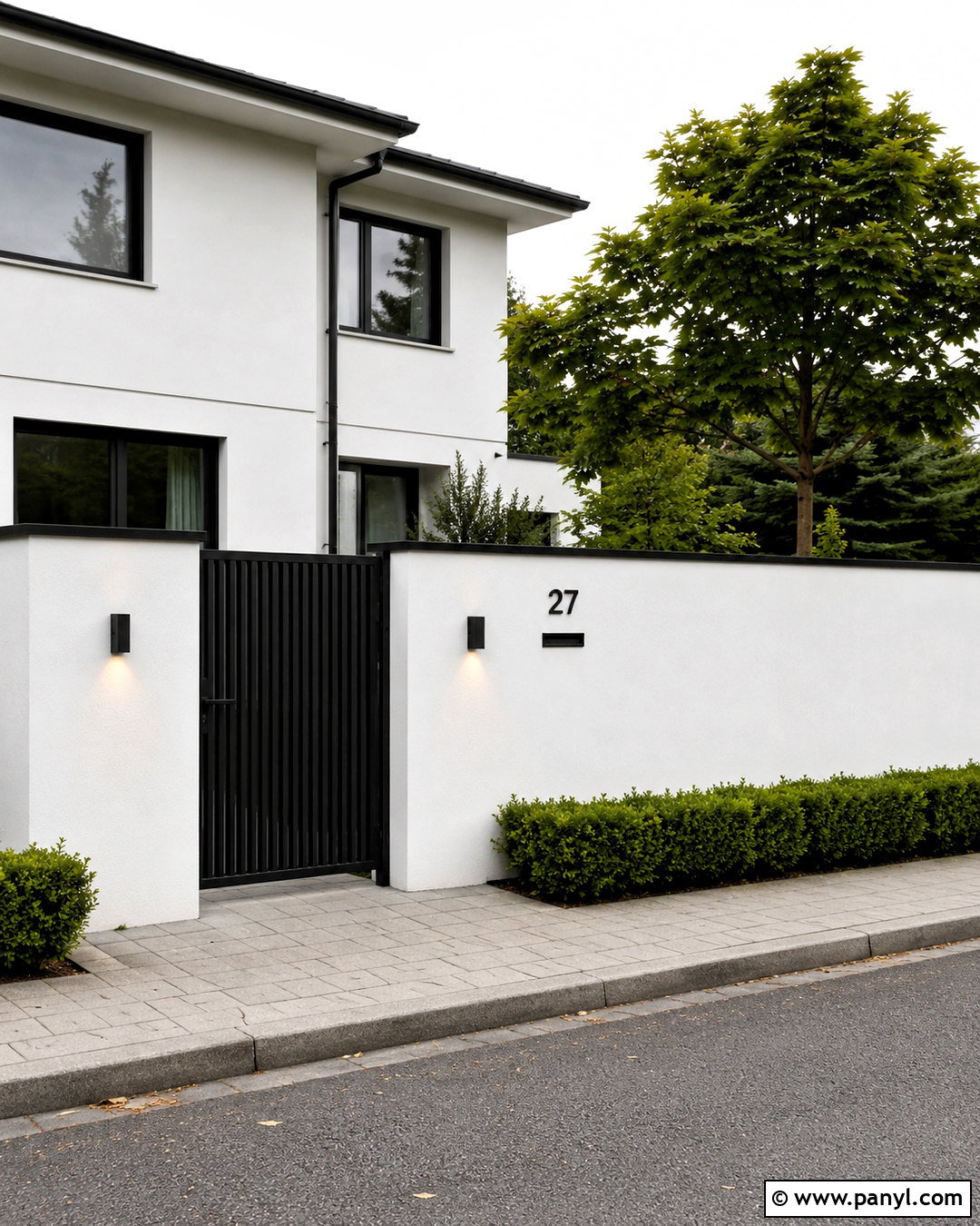 White Boundary Wall With Black Gate - 20 boundary wall design exterior ideas