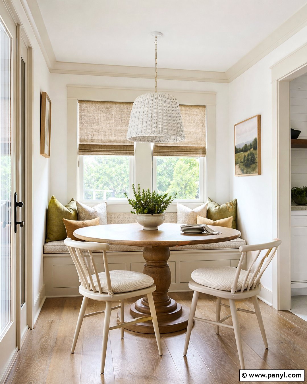 White Breakfast Nook With Cream Trim - 30 white walls with cream trim ideas