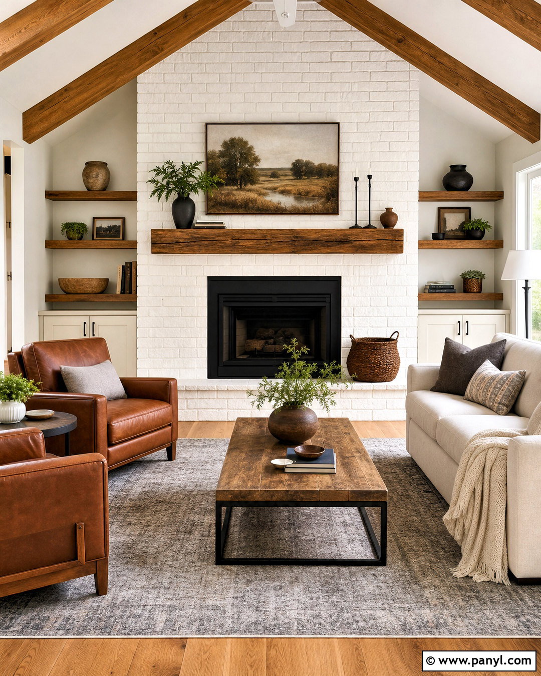 White Brick Fireplace Accent Wall - 20 modern farmhouse accent wall ideas