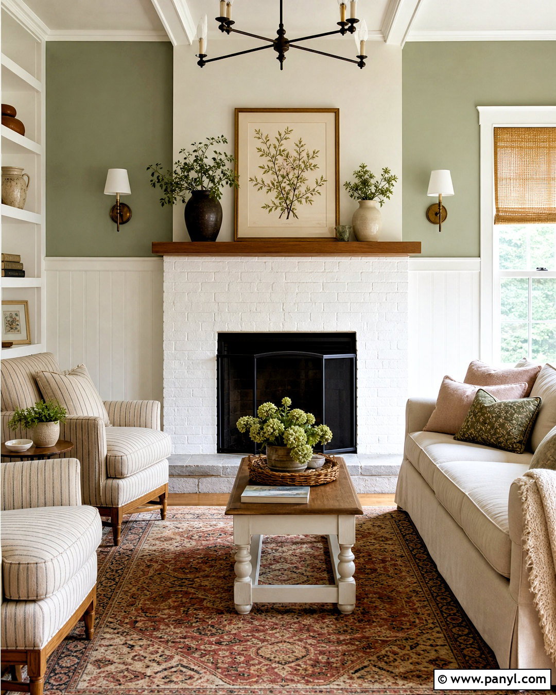 White Brick Fireplace With Beadboard Walls - 20 white painted brick fireplace ideas