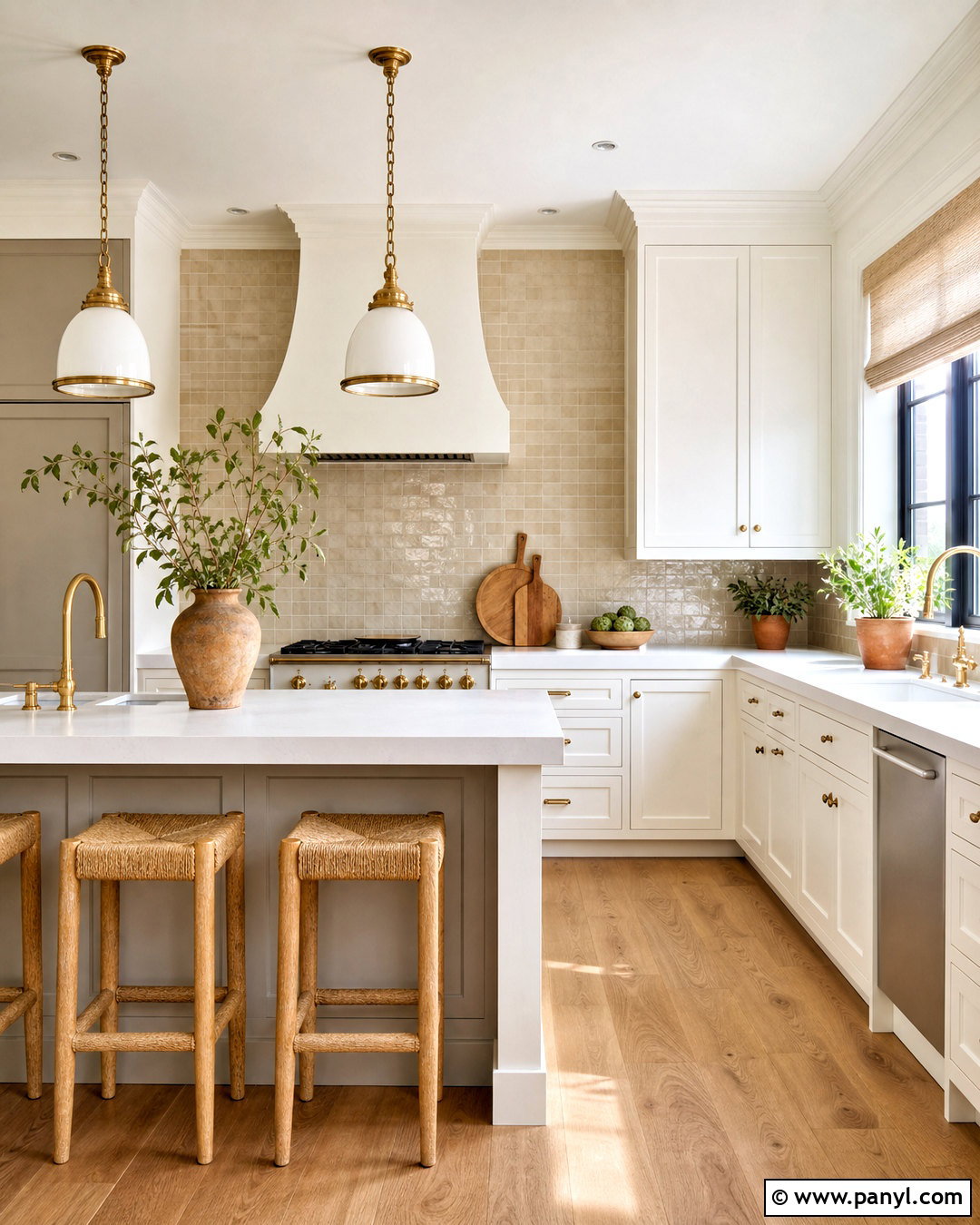 White Cabinets With Beige Zellige Backsplash - 20 white and beige kitchen ideas