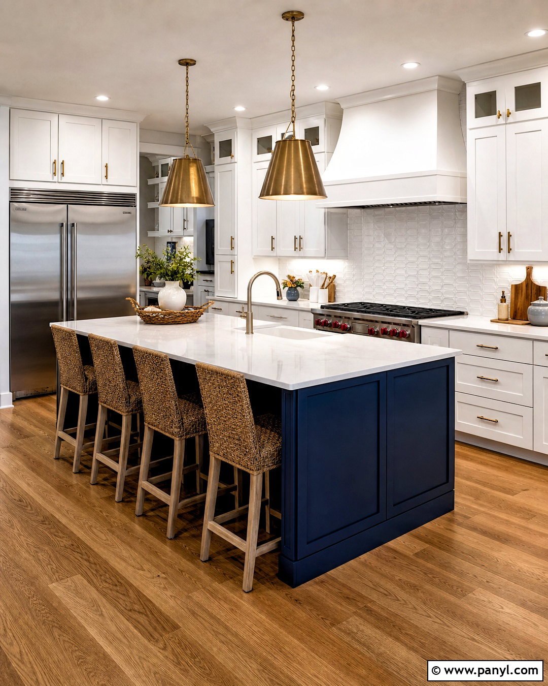 White Cabinets With Navy Blue Island - 20 navy blue and white kitchen ideas