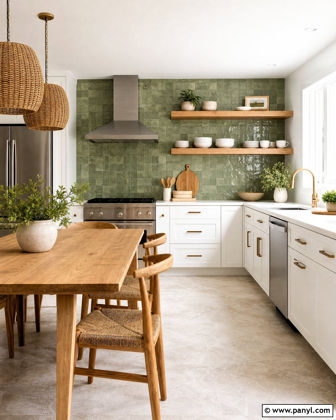 White Cabinets With Sage Green Backsplash - 20 sage green and white kitchen ideas