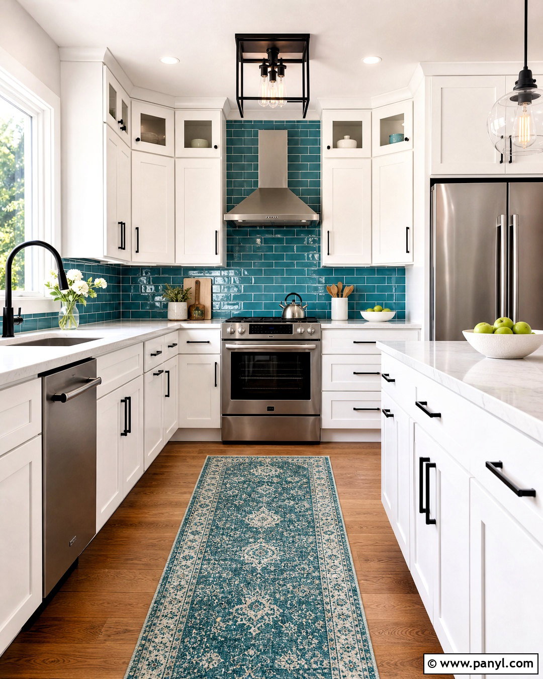 White Cabinets With Teal Subway Tile - 20 teal and white kitchen ideas