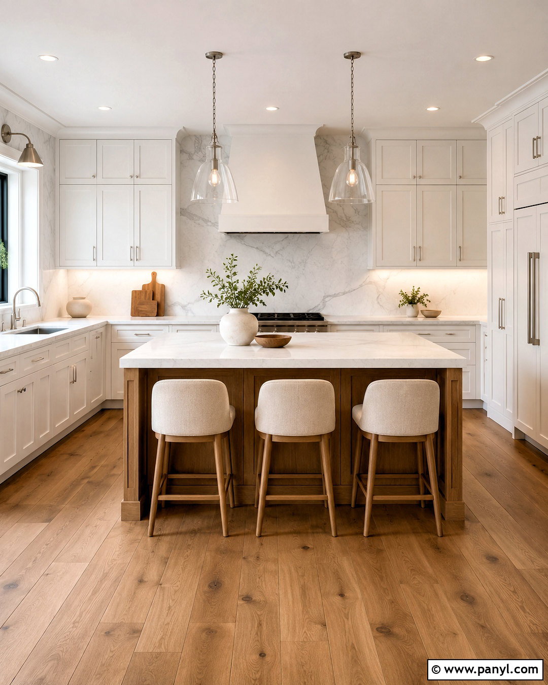 White Carrara Marble Kitchen - 20 marble texture ideas