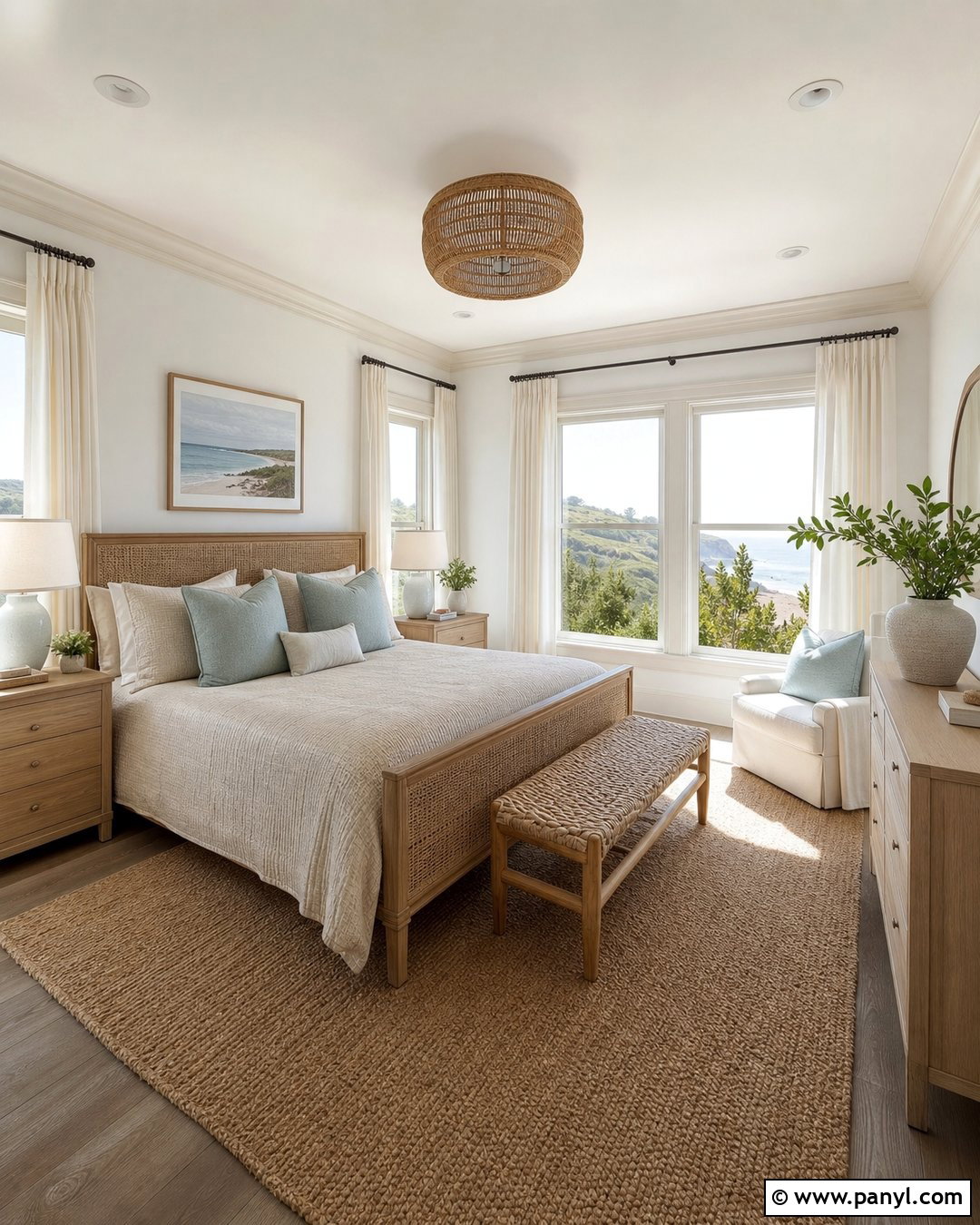 White Coastal Bedroom With Cream Trim - 30 white walls with cream trim ideas