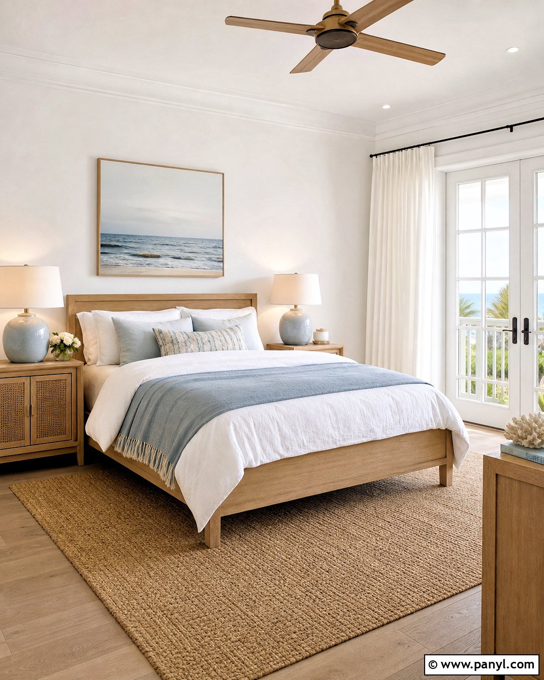 White Coastal Bedroom With White Trim - 20 white paint with white trim ideas
