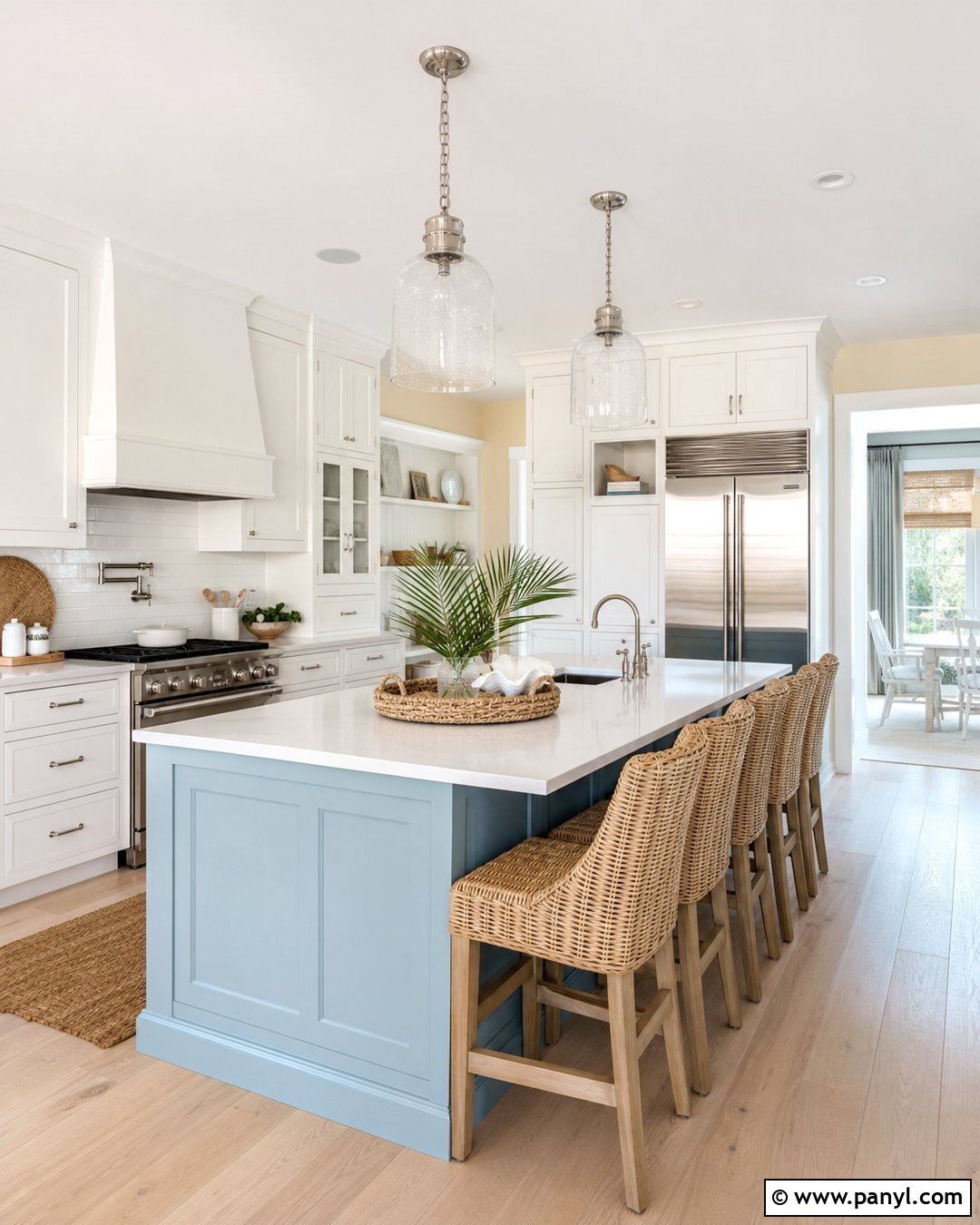 White Coastal Kitchen With Yellow Walls - 25 White Kitchen Yellow Walls