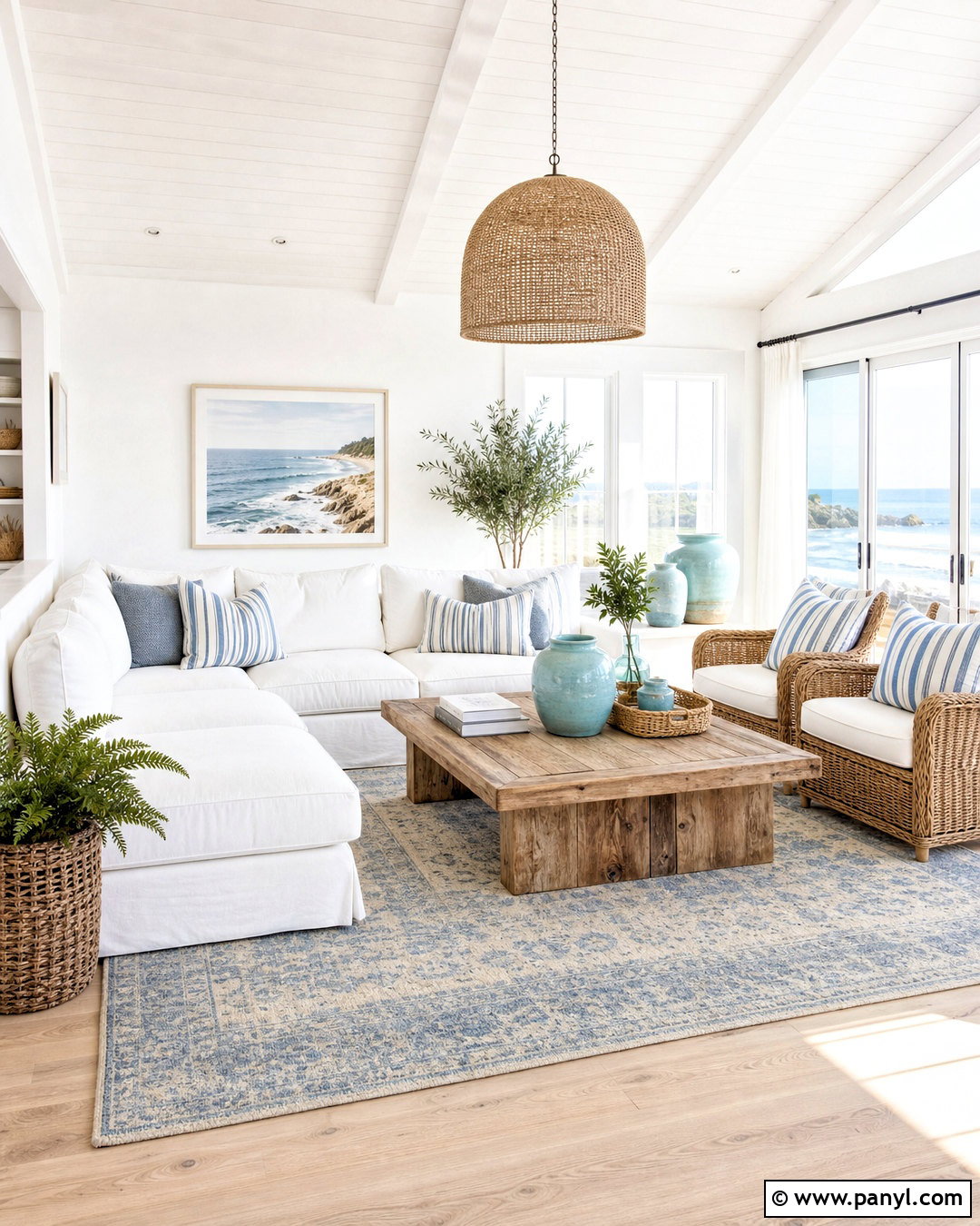 White Coastal Living Room - 20 white interior design ideas