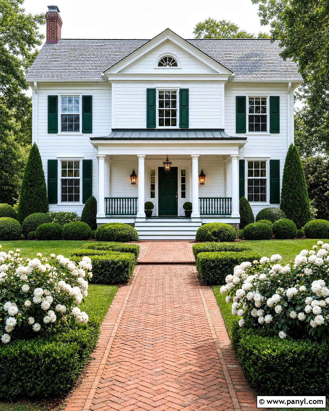 White Colonial House With Green Trim - 20 white house green trim ideas