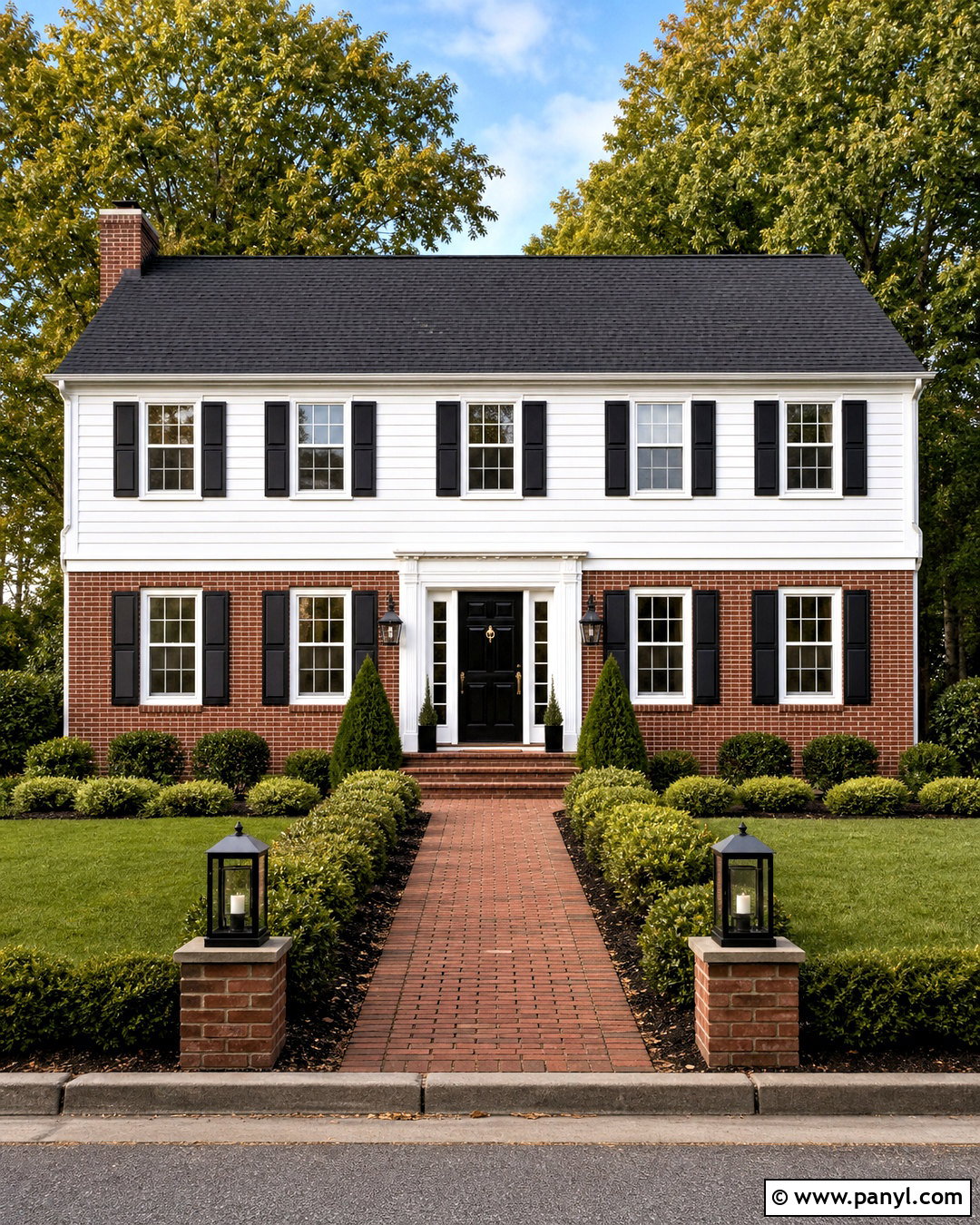 White Colonial House With Red Brick - 20 white house with red brick ideas