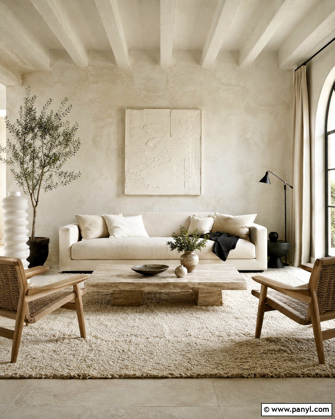 White Color Washed Walls In A Minimalist Living Room - 20 color washing walls
