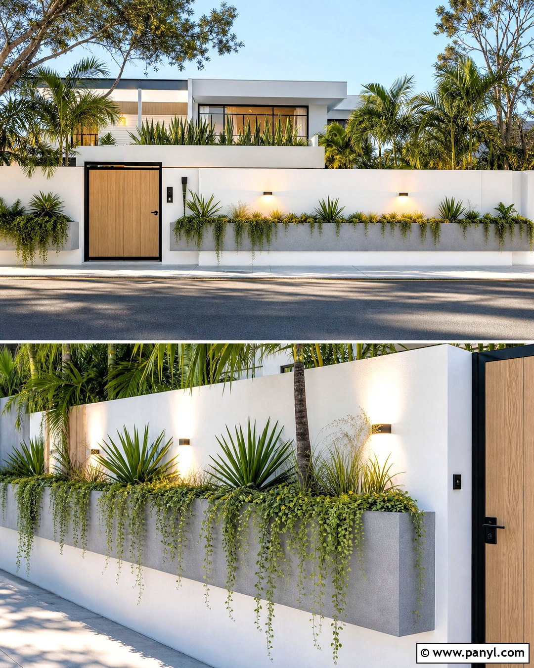 White Compound Wall With Planters - 20 simple compound wall design ideas