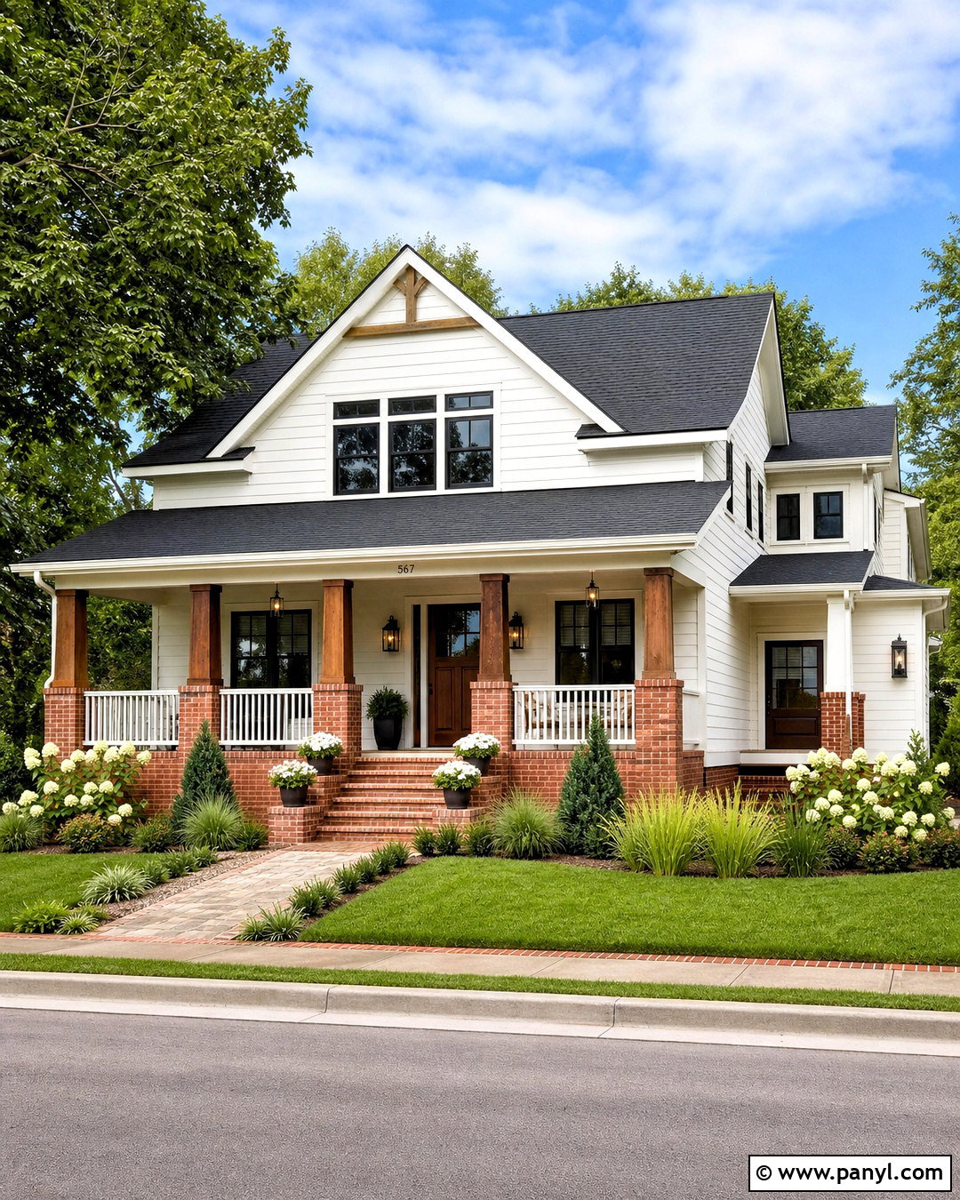 White Craftsman House With Red Brick - 20 white house with red brick ideas