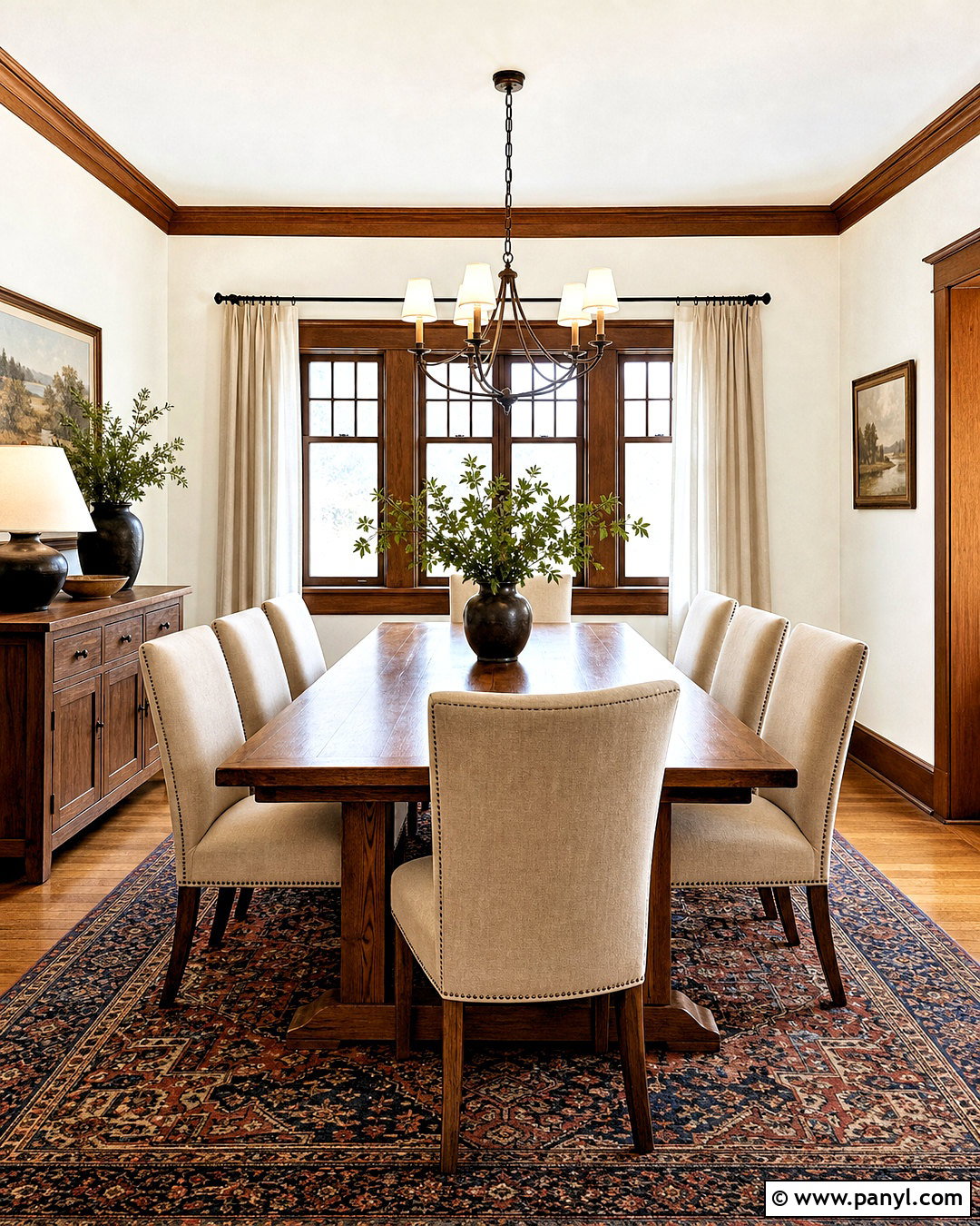 White Dining Room With Craftsman Trim - 20 white walls with wood trim ideas