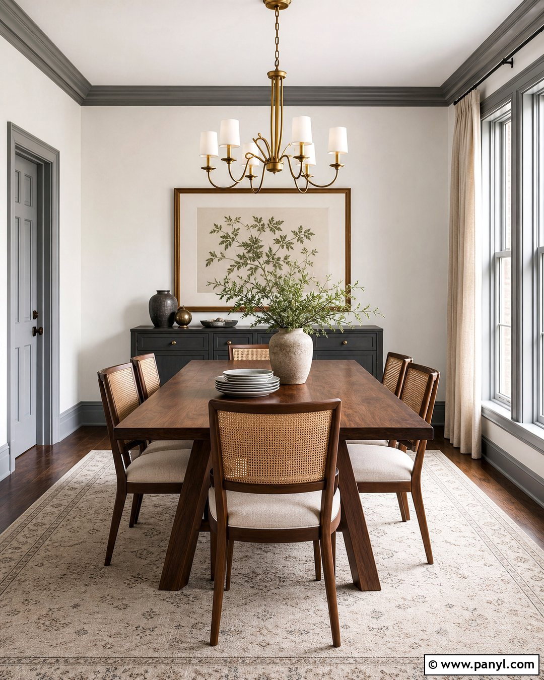 White Dining Room With Grey Trim - 30 White Walls Grey Trim Ideas