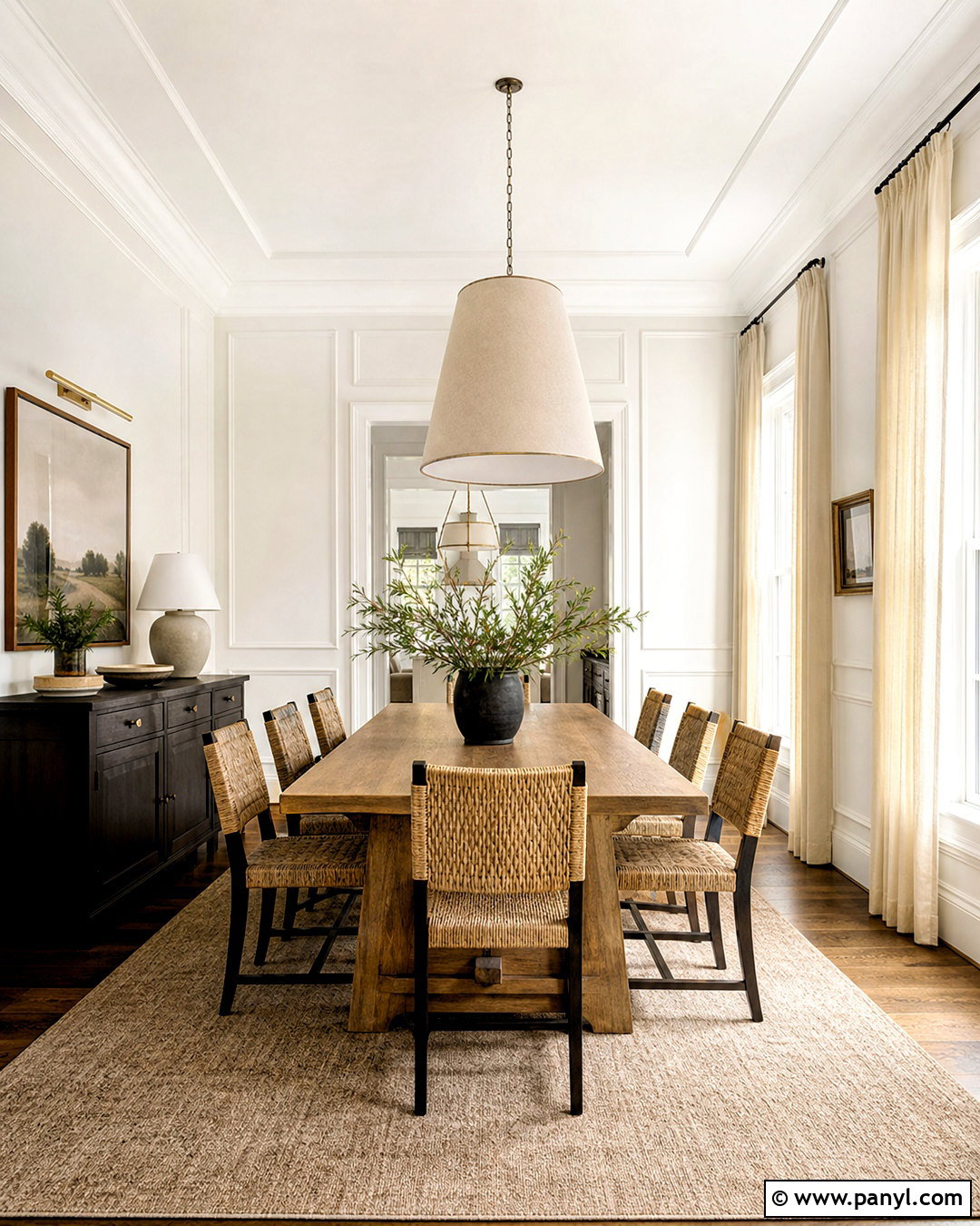 White Dining Room With White Crown Molding - 20 white paint with white trim ideas