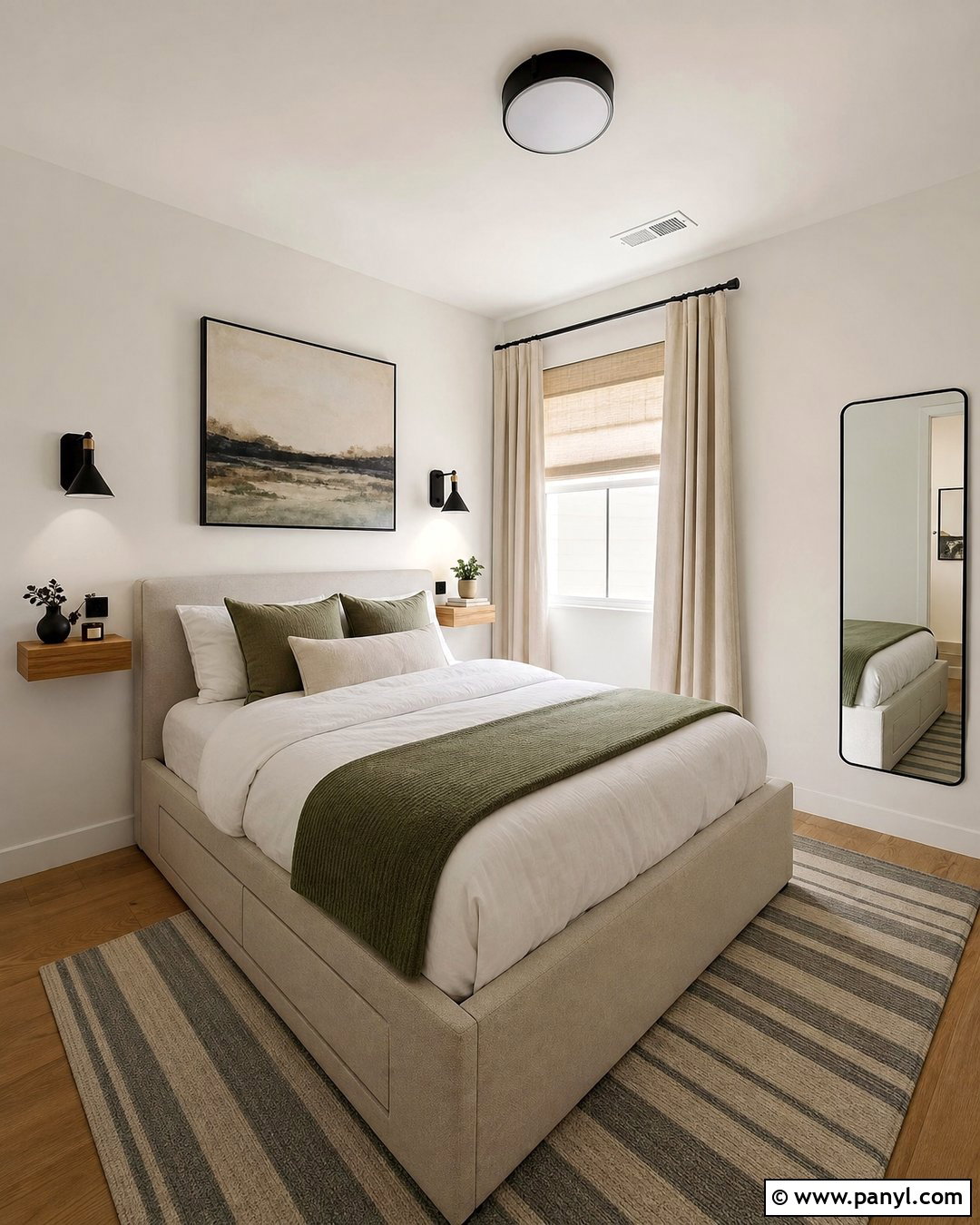 White Dove Walls In A Small Bedroom - 35 bm white dove walls