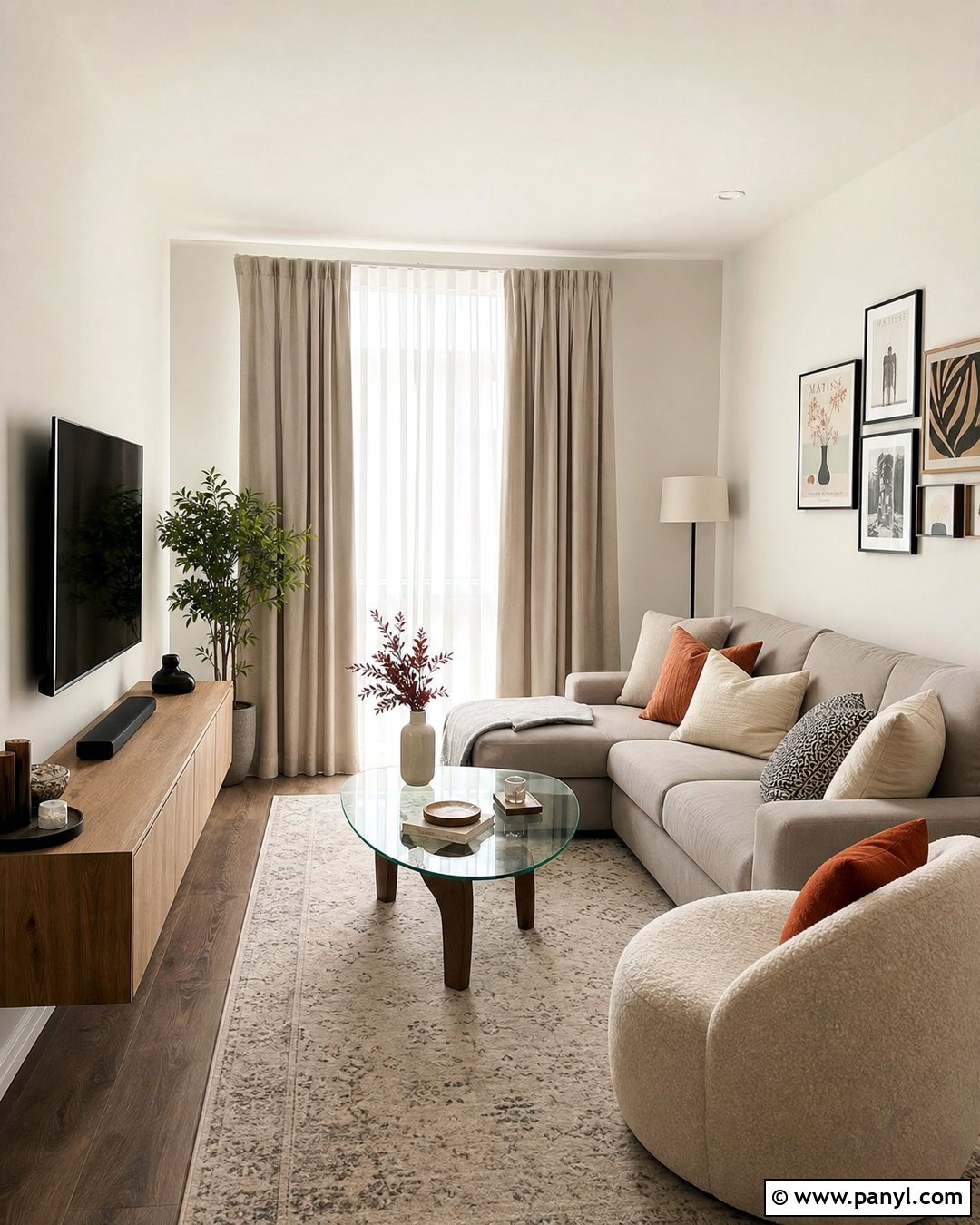 White Dove Walls In A Small Living Room - 35 bm white dove walls