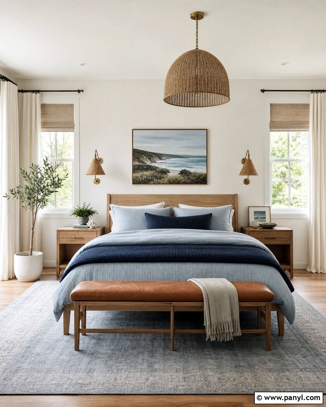 White Dove Walls With Blue Bedding - 35 bm white dove walls