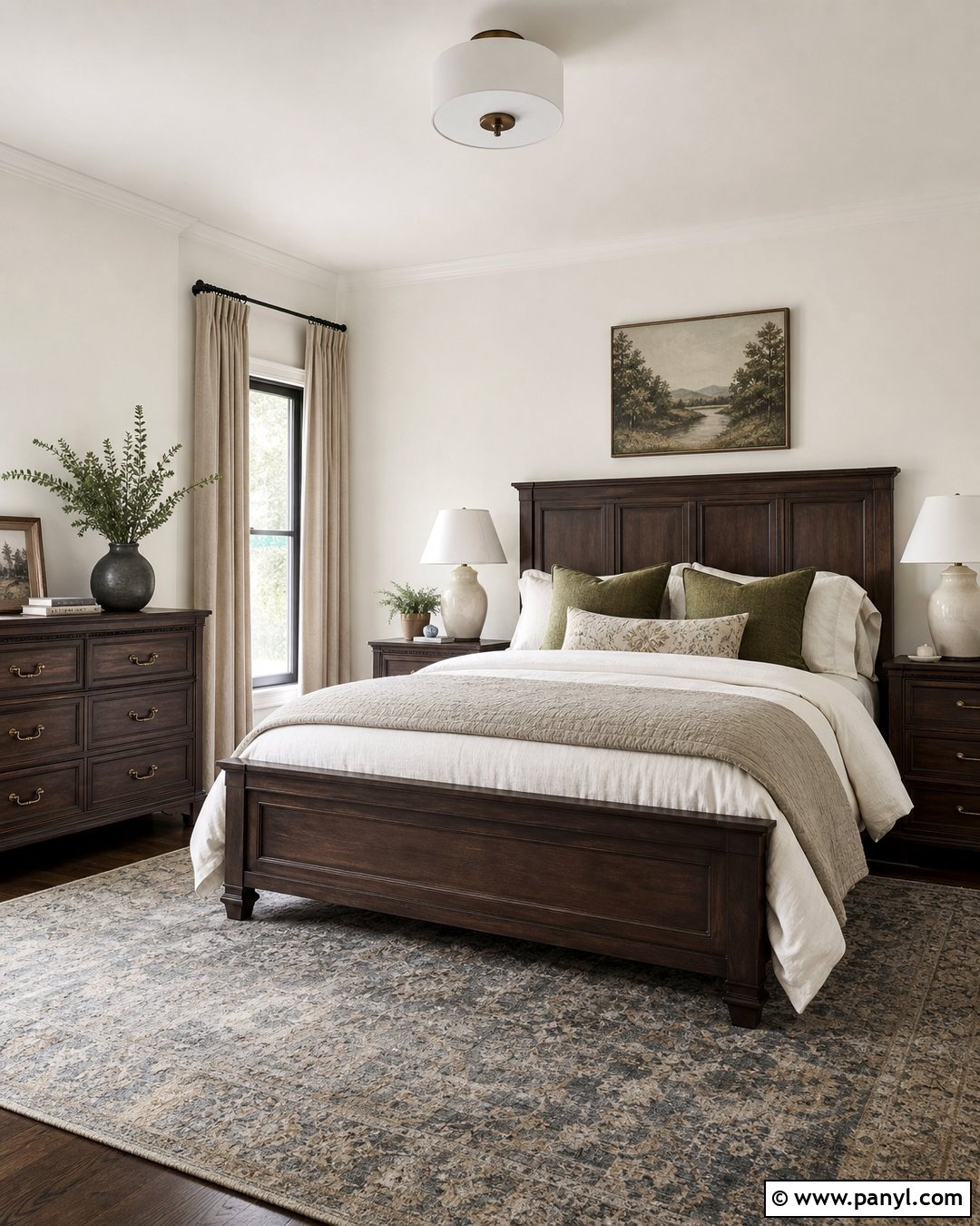White Dove Walls With Dark Wood Furniture - 35 bm white dove walls
