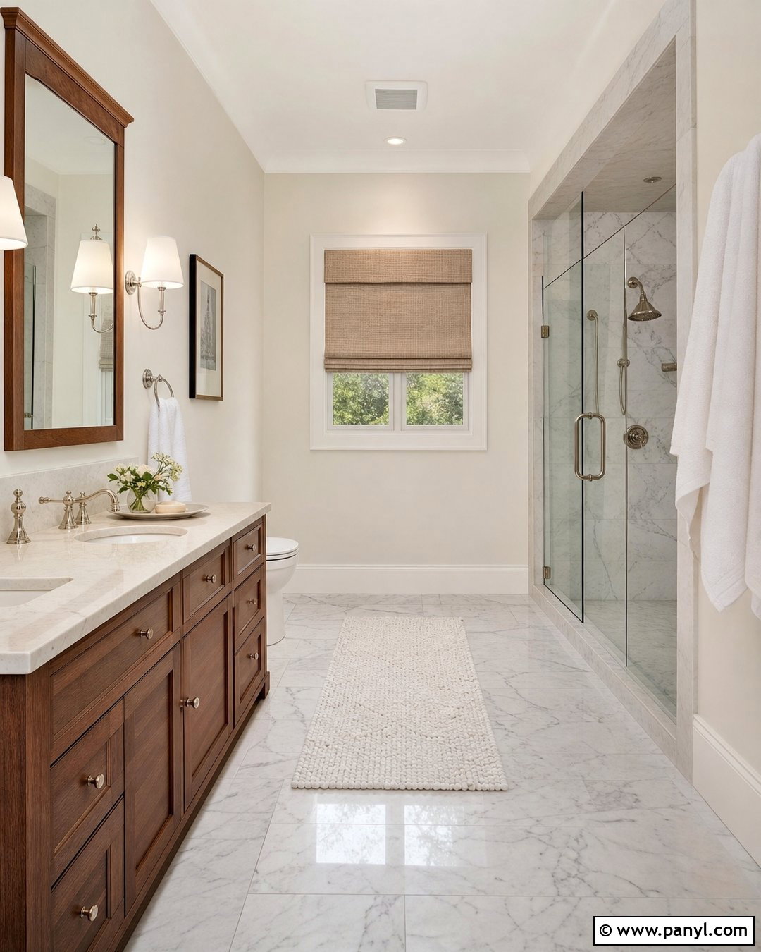 White Dove Walls With Marble Bathroom - 35 bm white dove walls
