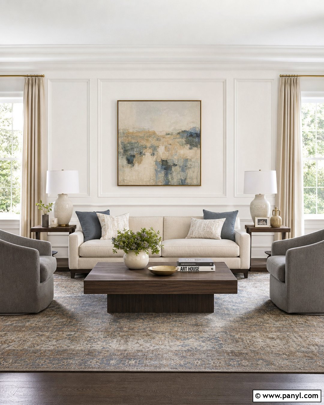 White Dove Walls With Transitional Decor - 35 bm white dove walls