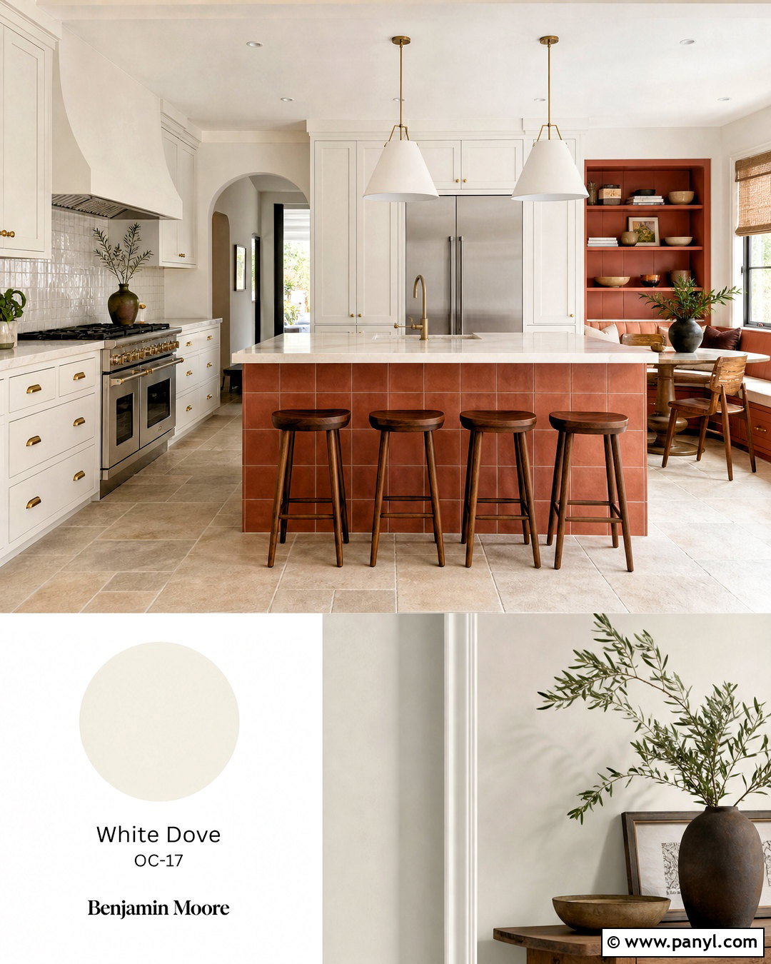 White Dove With Terra Cotta Tile - 20 white dove coordinating colors