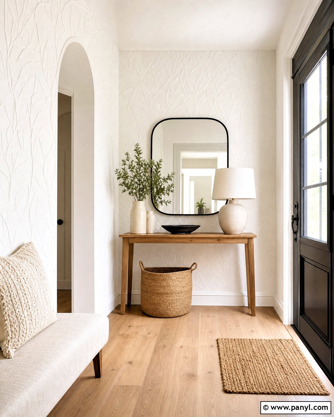 White Embossed Textured Wallpaper Entryway - 20 textured wallpaper ideas