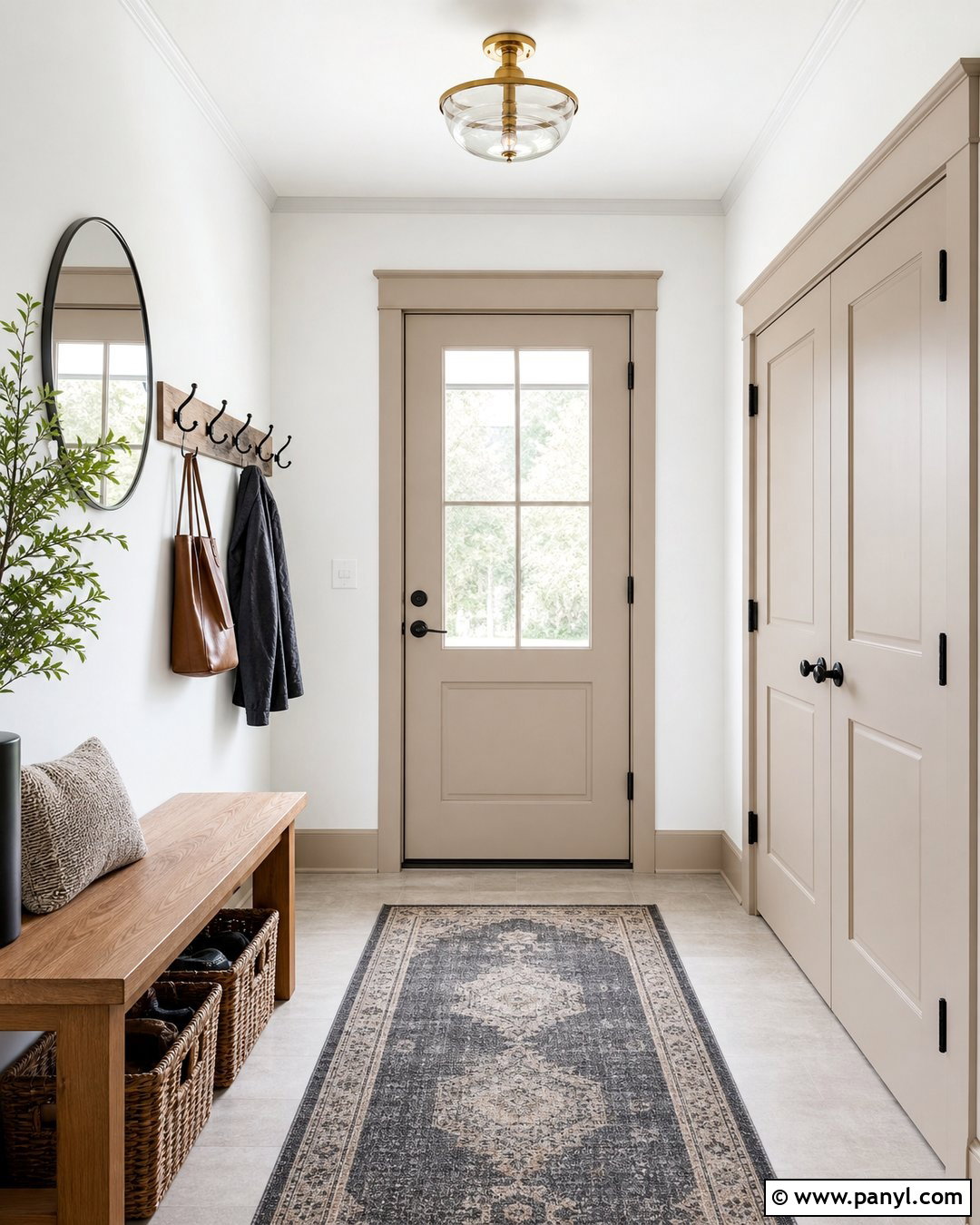 White Entryway With Beige Trim - 25 White Walls With Beige Trim Ideas