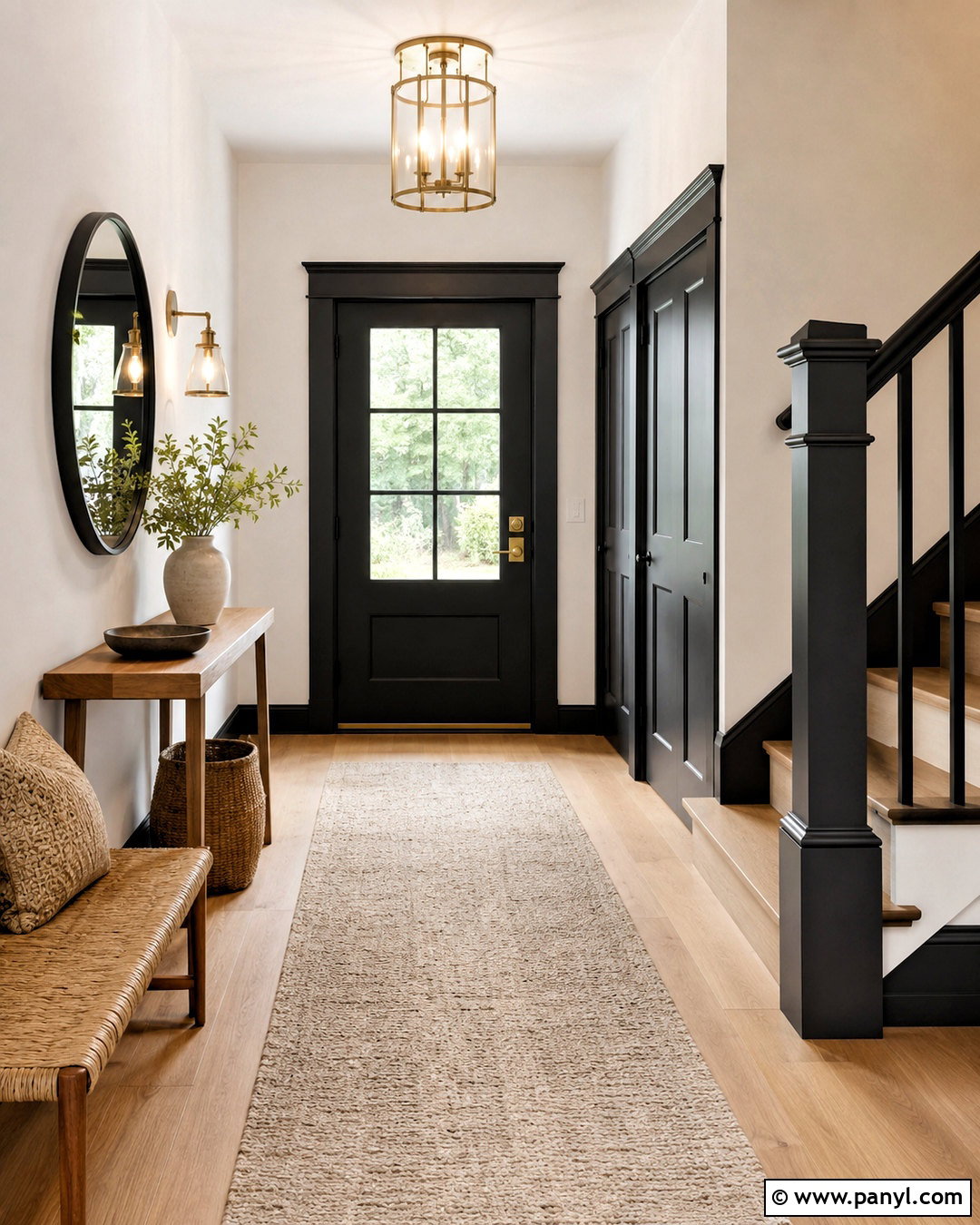White Entryway With Black Trim - 40 light walls darker trim ideas