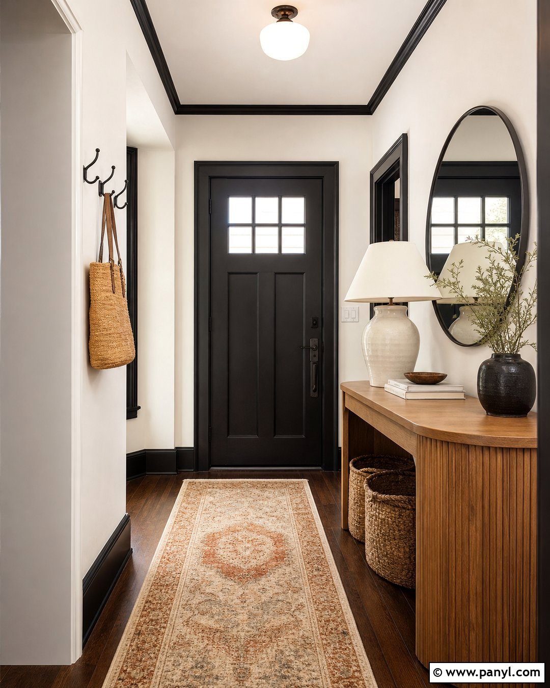 White Entryway With Black Trim - 25 White Wall With Black Trim Ideas
