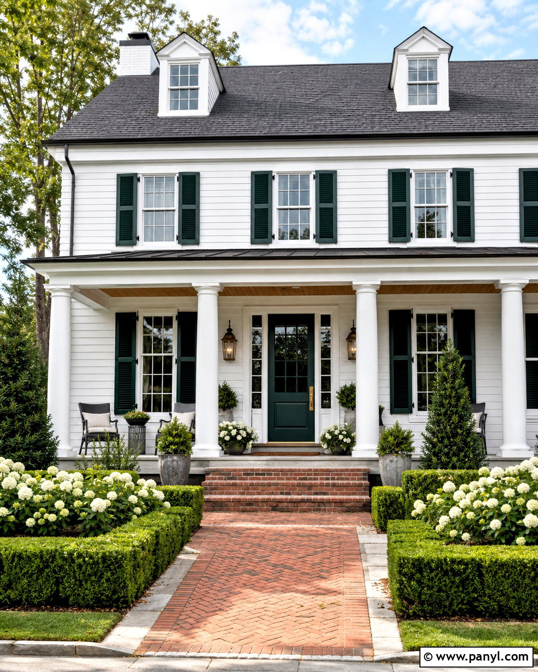 White Exterior With Green Accents - 20 outdoor wall painting ideas exterior colors