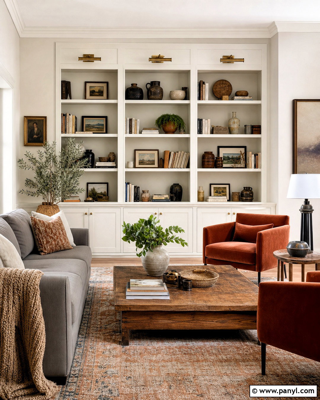 White Flour Built-In Bookshelves - 20 white flour sherwin williams ideas