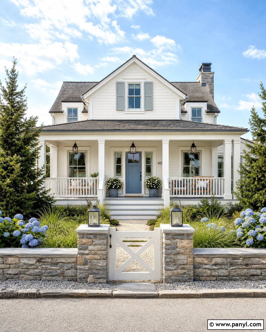 White Flour Coastal Exterior With Blue Door - 20 white flour sherwin williams ideas